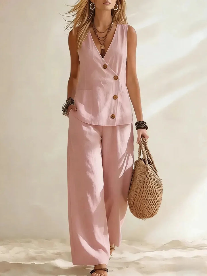 Astrid Button Vest Co-Ord Set