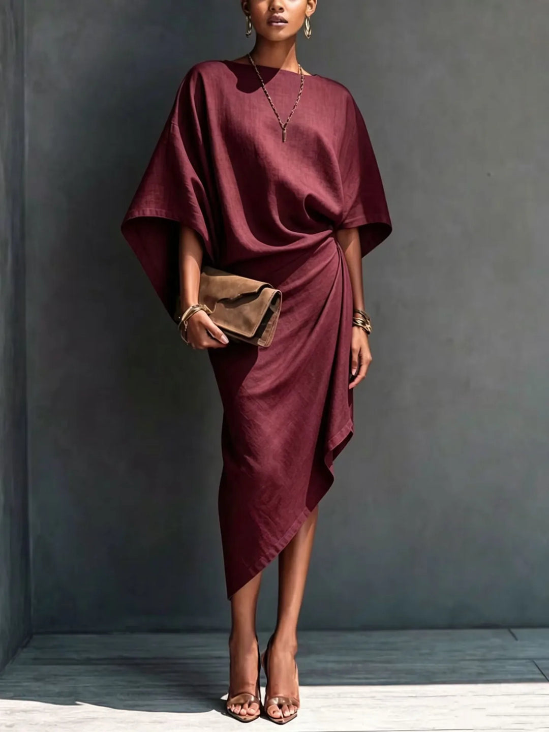 Farrah Batwing Sleeve Midi Dress
