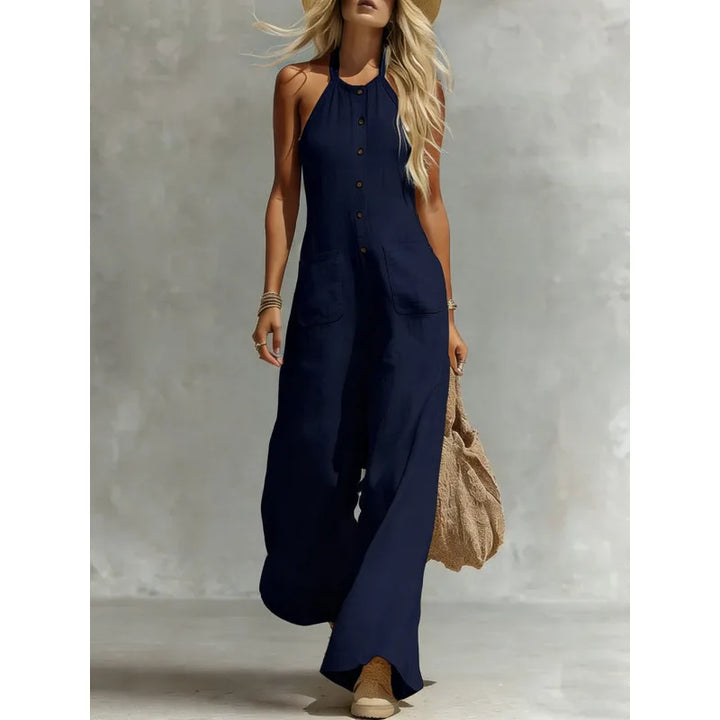 Freda Halter Neck Pocket Jumpsuit