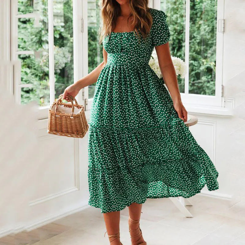 Jocelyn Floral Puff Sleeve Midi Dress