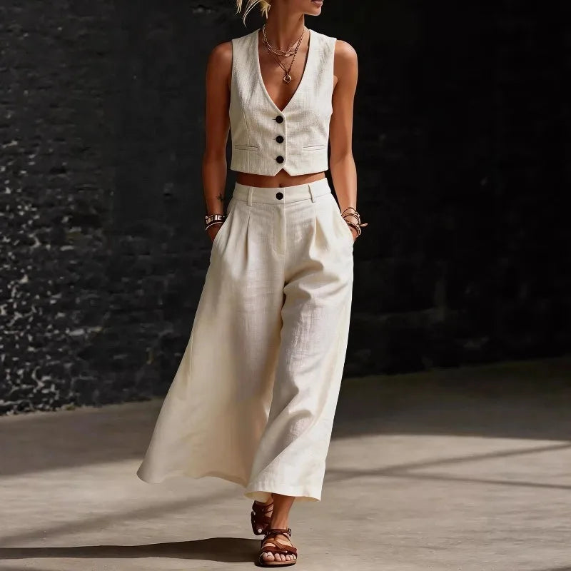 Nicole Linen Blend Two Piece Set