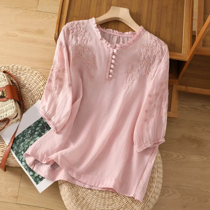 Amoura Floral Button-Front Blouse
