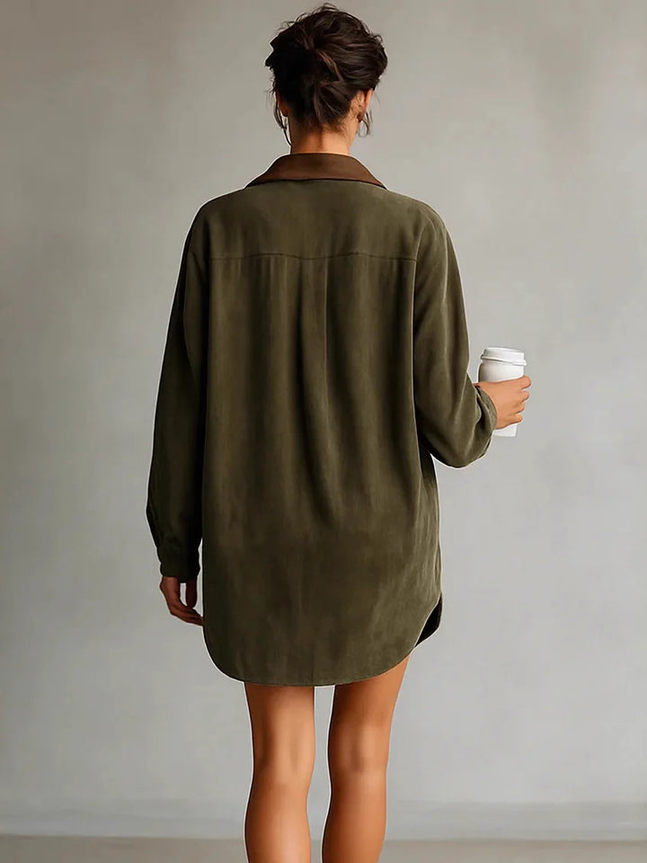 Amira Suede Mini Shirt Dress