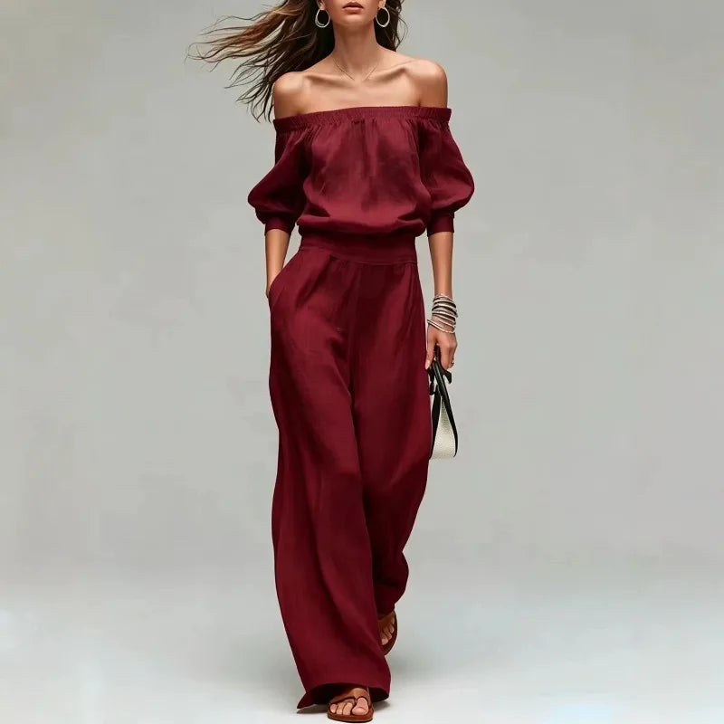 Jaclyn Off Shoulder Two-Piece Set