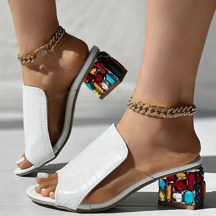 Paige Crystal Block Heel Sandals