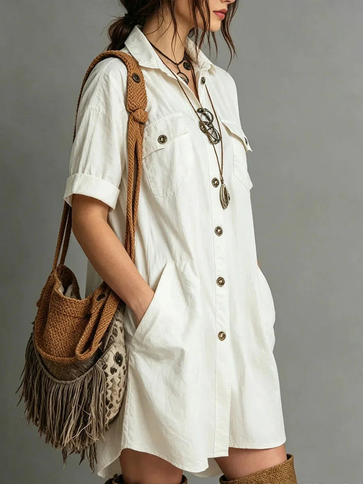 Mia Button Mini Shirt Dress