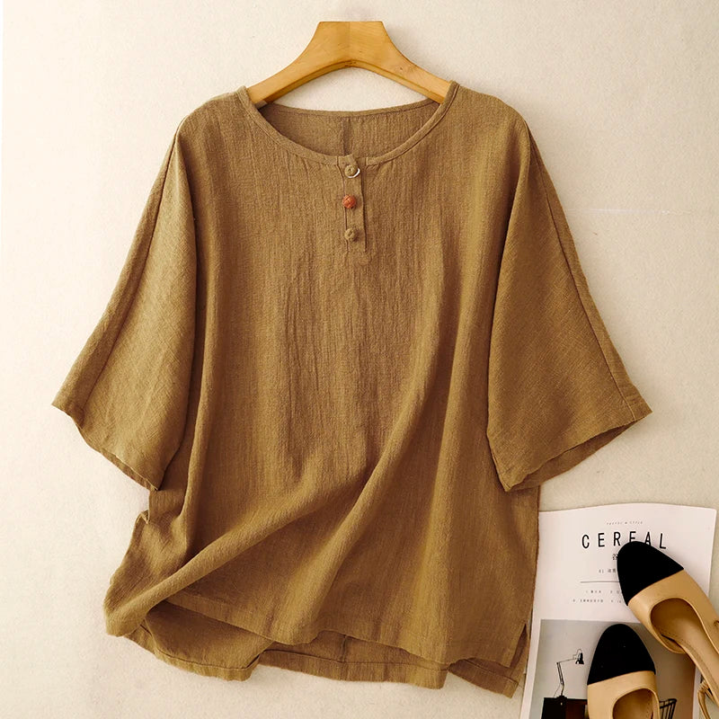 Valentina Short Sleeve Linen Blouse