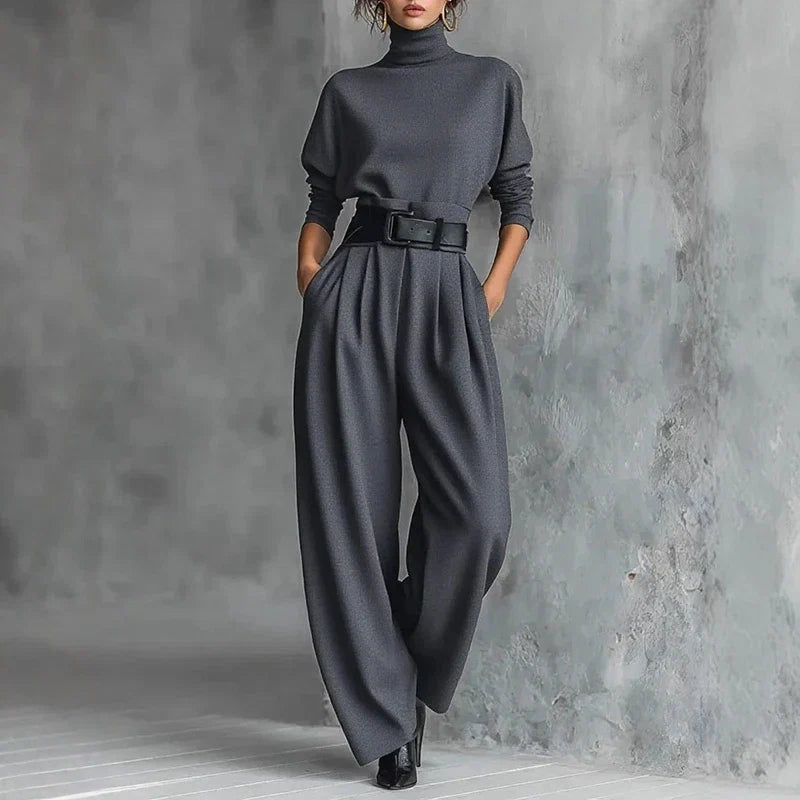 Elena Elegant Turtleneck Pant Set