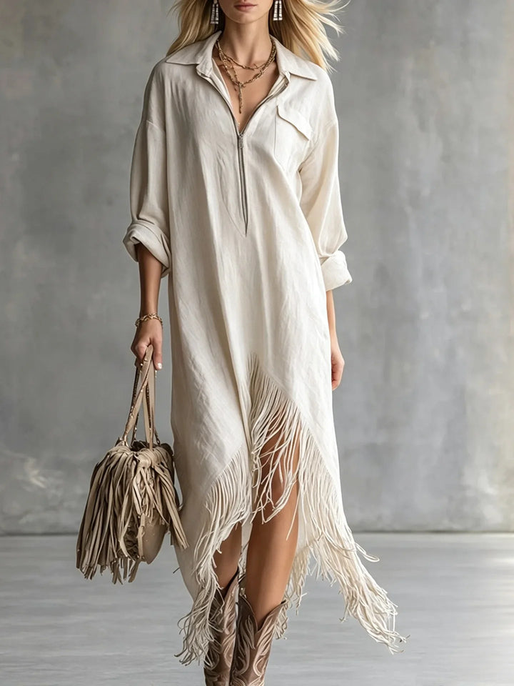 Rachel Fringe Hem Midi Dress