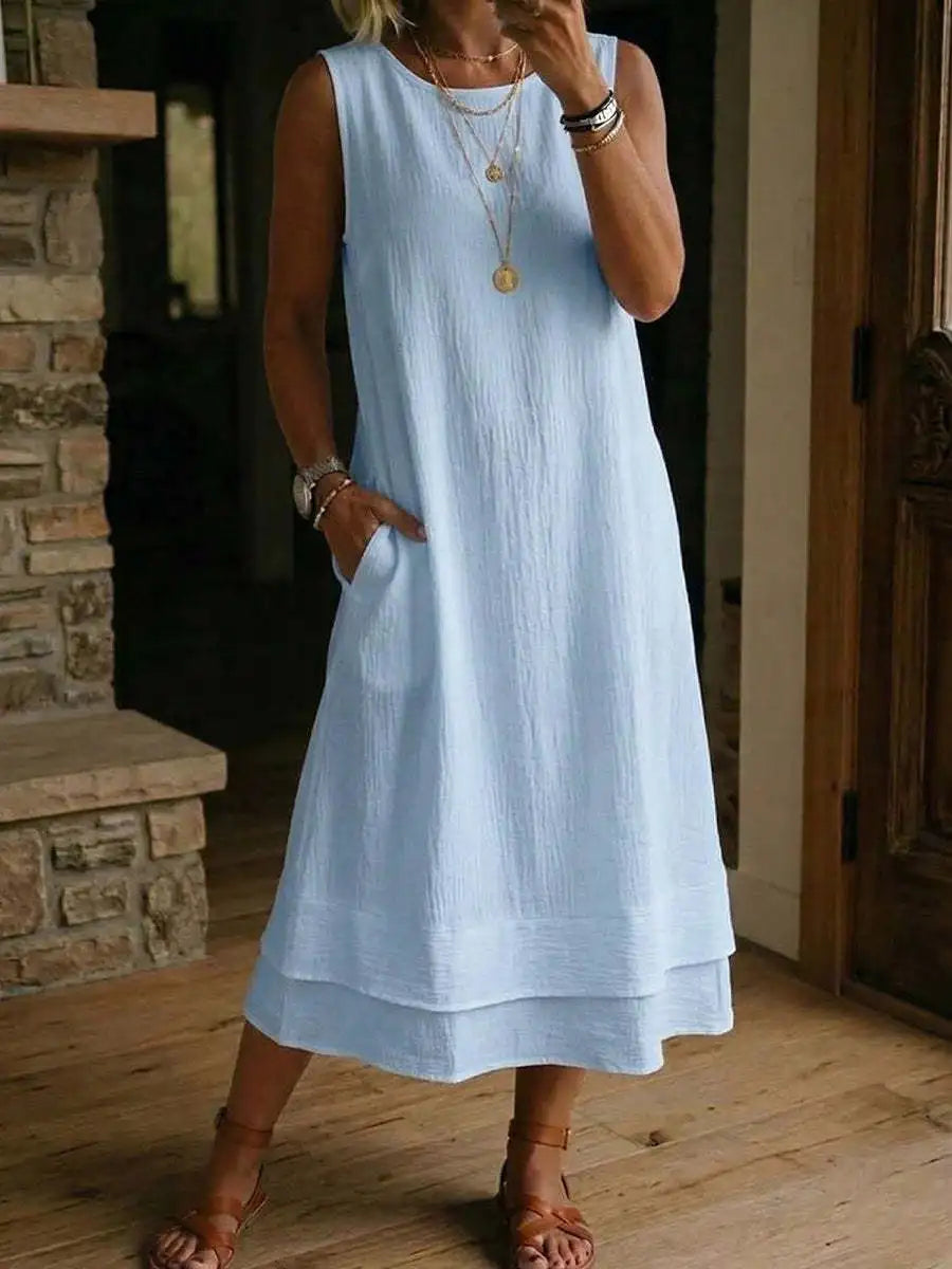 Felicity Effortless Sleeveless Tunic Midi Dress