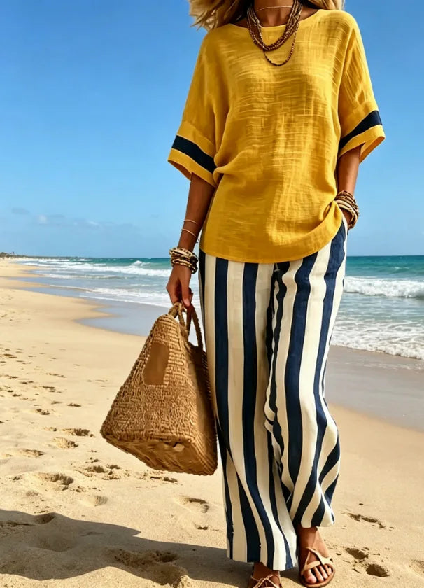 Altheia Striped Wide Leg Lounge Set