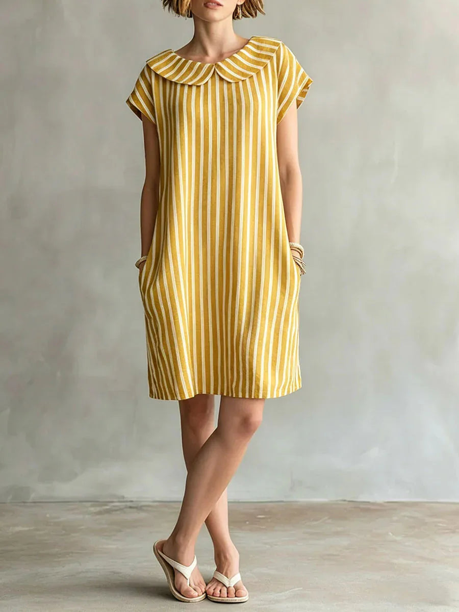 Elvion Striped Peter Pan Collar Mini Dress