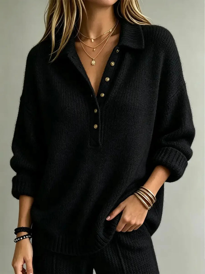 Georgia Button Neck Polo Sweater