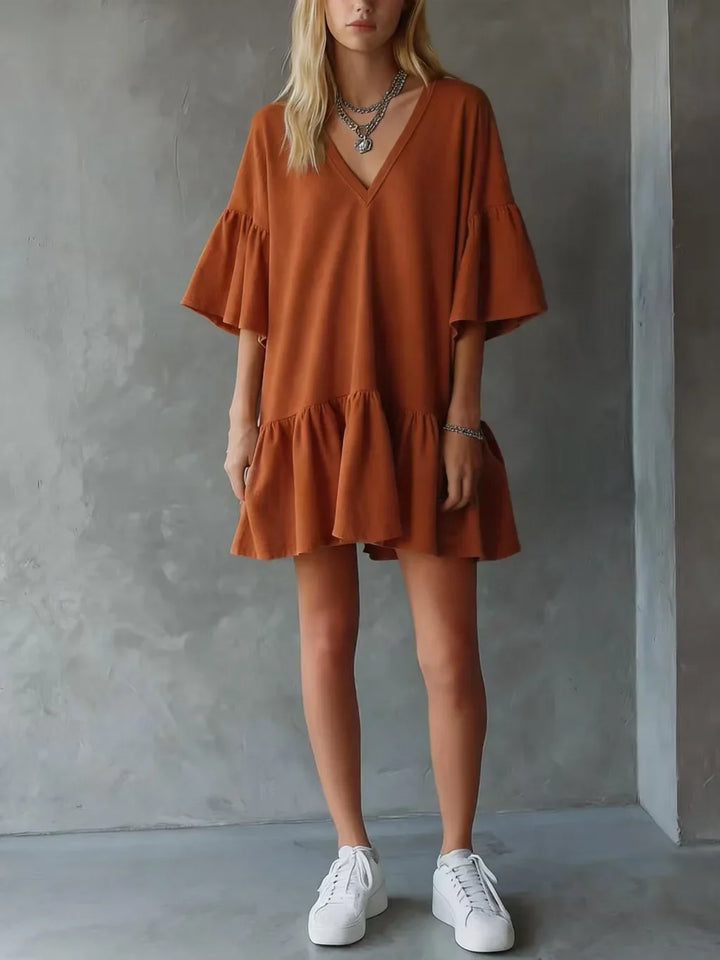 Soliana Lightweight V Neck Mini Dress