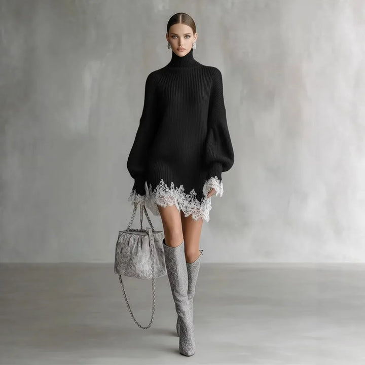 Simone Turtleneck Lace Sweater Dress