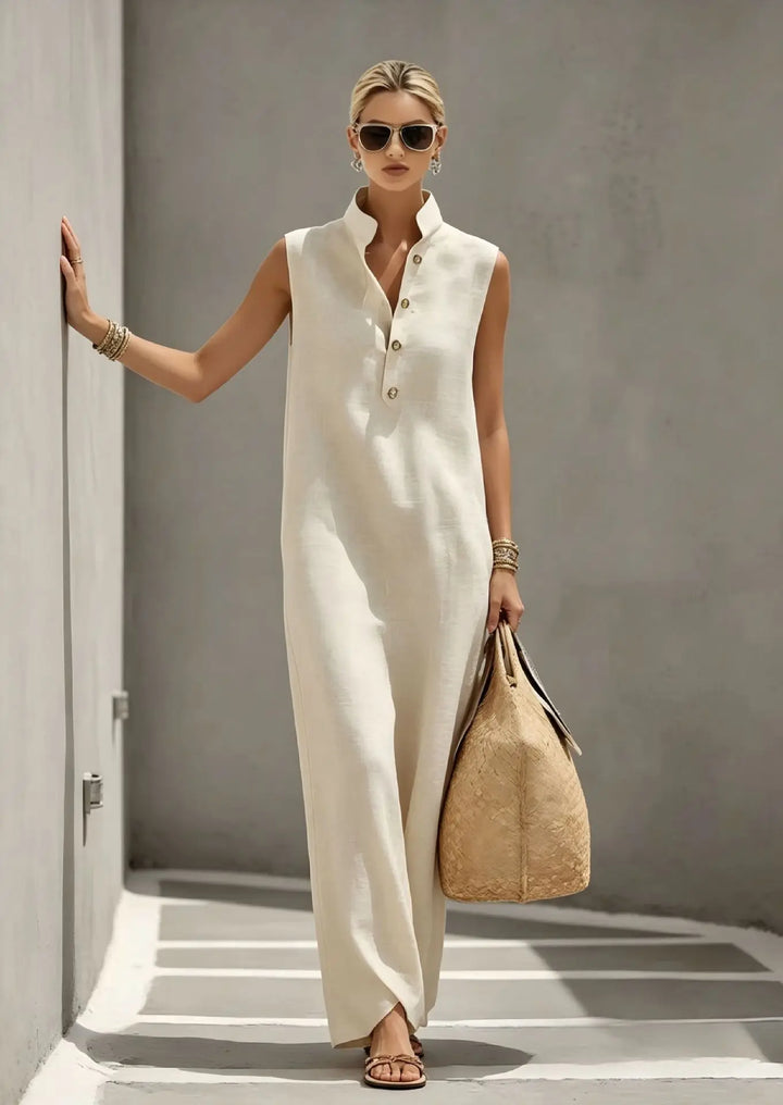 Aviana Elegant Chic Linen Maxi Dress