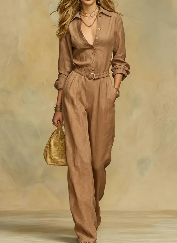 Perla Belted Button Jumpsuit