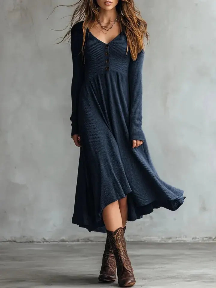 Hanneli Long Sleeve A Line Midi Dress