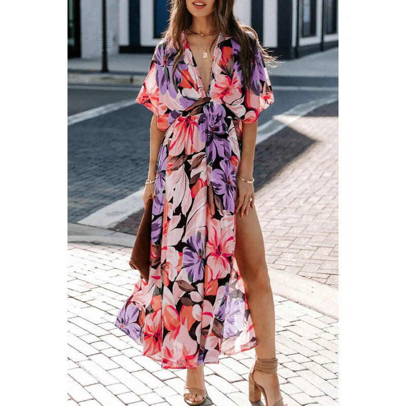 Noeline Floral Side Slit Spring Maxi Dress