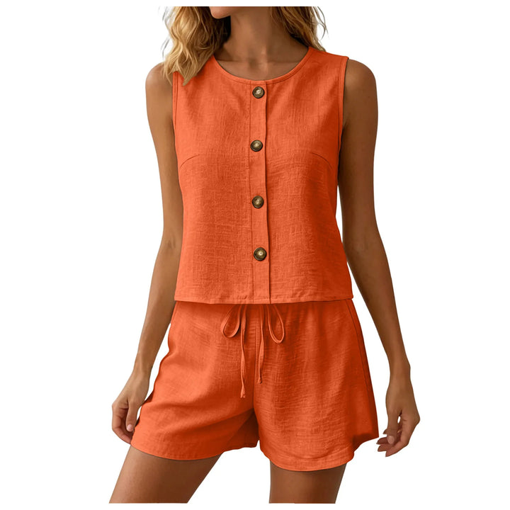 Elleryn Casual Sleeveless Matching Shorts Set