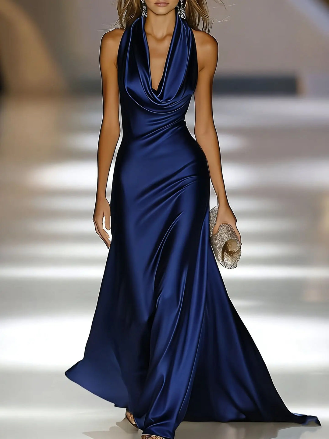 Hollie Satin Halter Maxi Dress