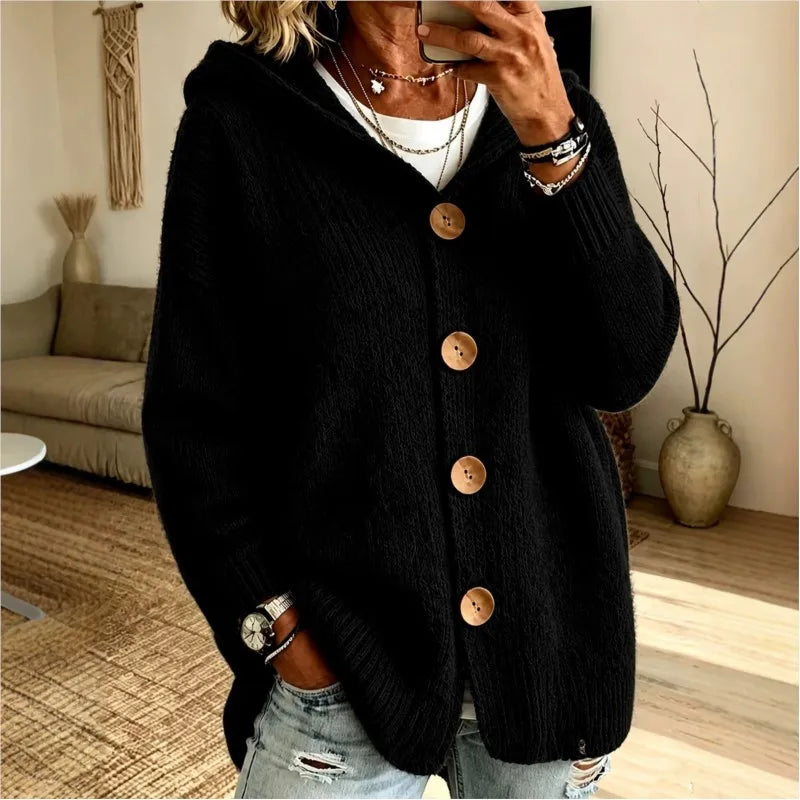 Anna Hooded Button Front Cardigan