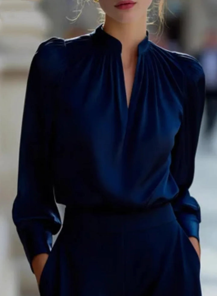 Emery Lightweight Stand Collar Blouse
