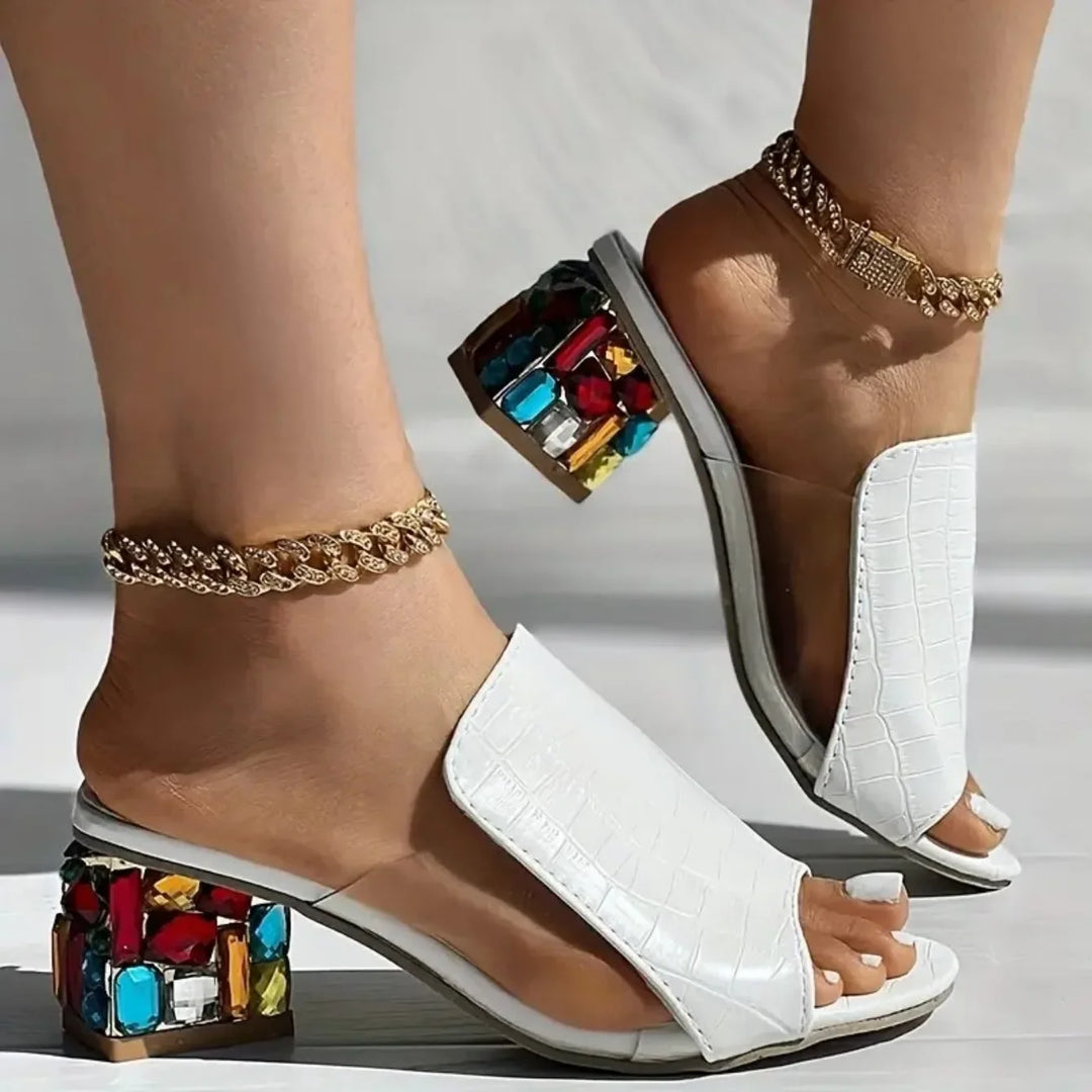 Paige Crystal Block Heel Sandals