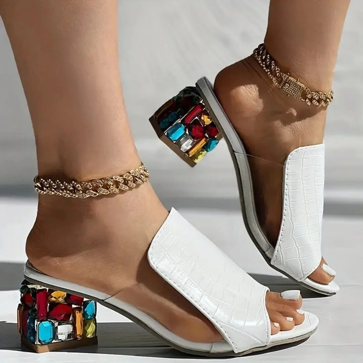 Paige Crystal Block Heel Sandals