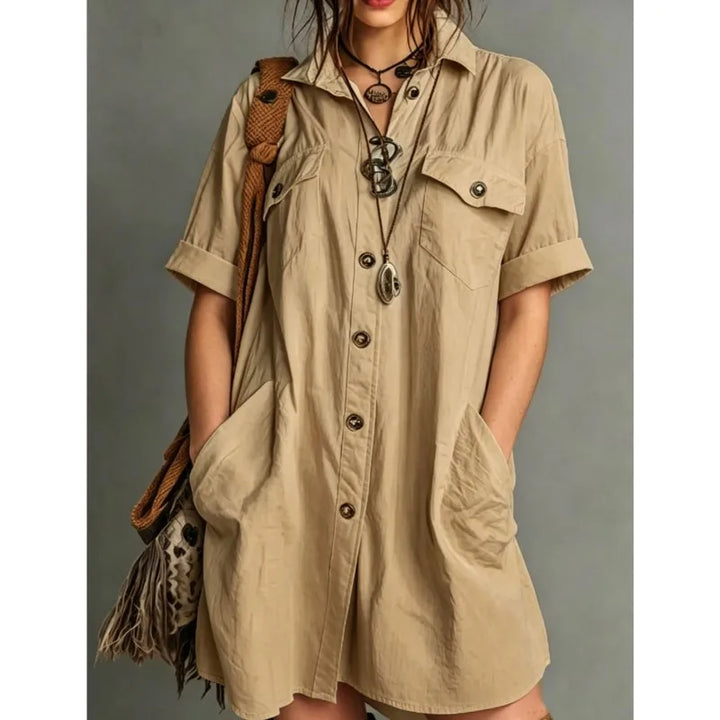 Mia Button Mini Shirt Dress