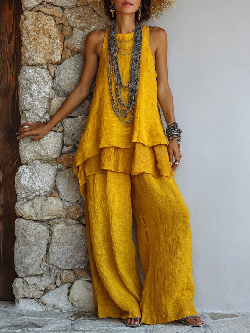 Joy Linen Blend Loose Pants Set