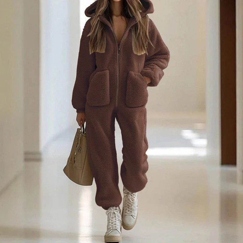 Melisande Zip Front Sherpa Jumpsuit