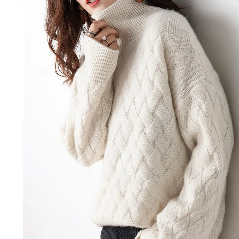 Amelia Basketweave Turtleneck Sweater