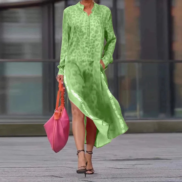 Marcella Leopard Long Shirt Dress