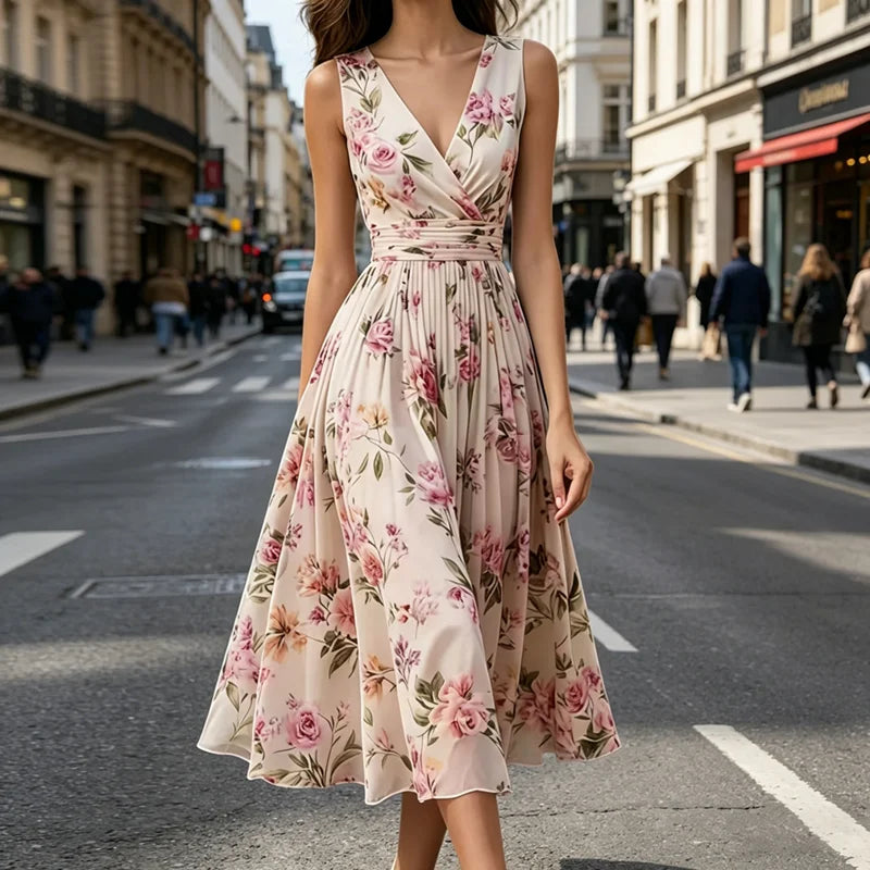 Maelle Floral Pleated Wedding Guest Dress