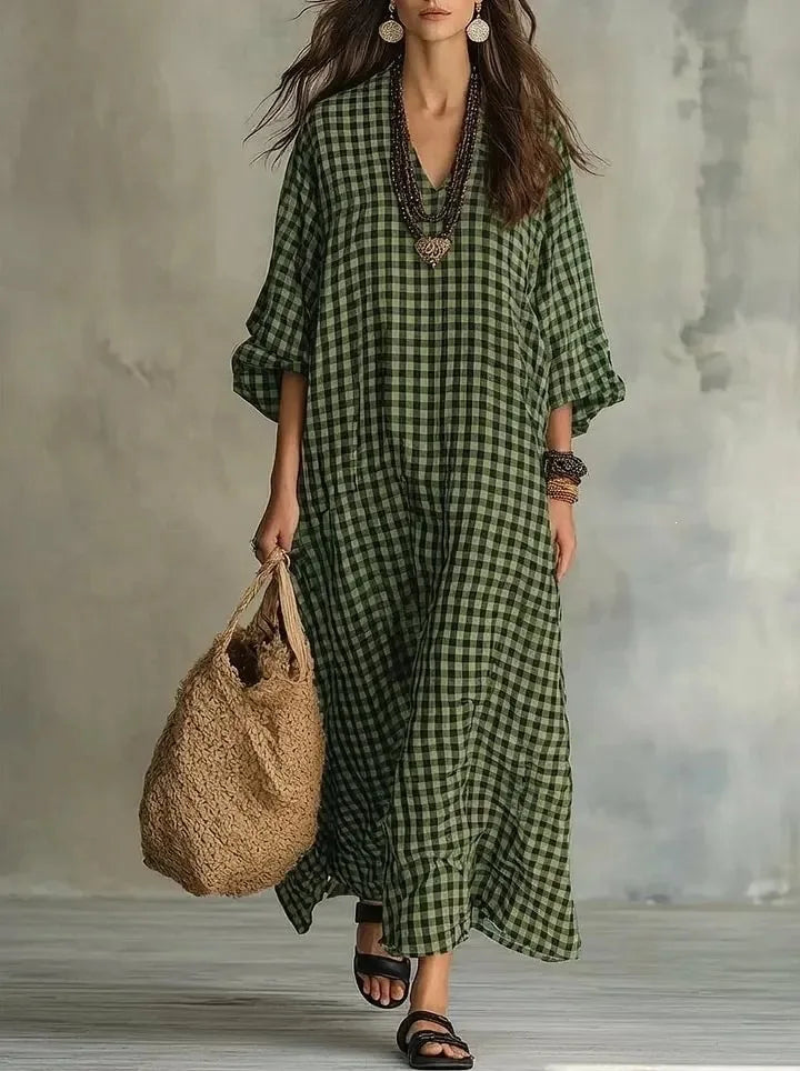 Mikayla Relaxed Plaid Maxi Dress