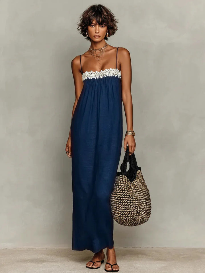 Sylvie Contrast Trim Elegant Maxi Dress