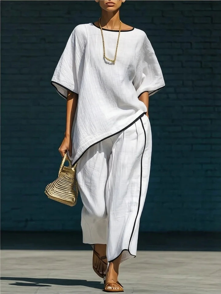 Cecelia Linen Cropped Pant Set
