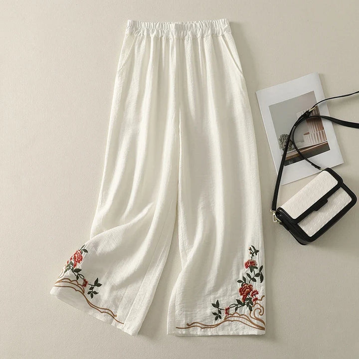 Marissa Embroidered Linen Trousers
