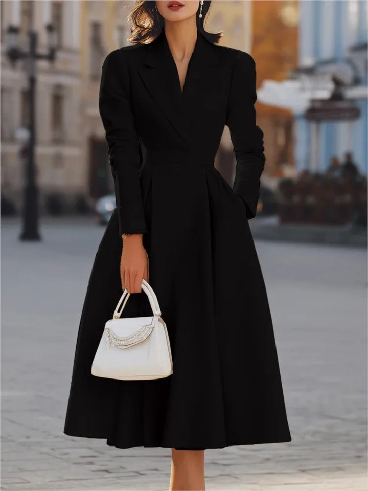 Genevra Notched Collar Maxi Dress