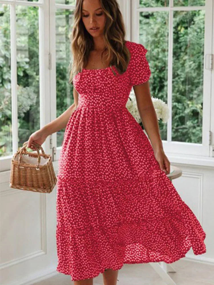 Jocelyn Floral Puff Sleeve Midi Dress