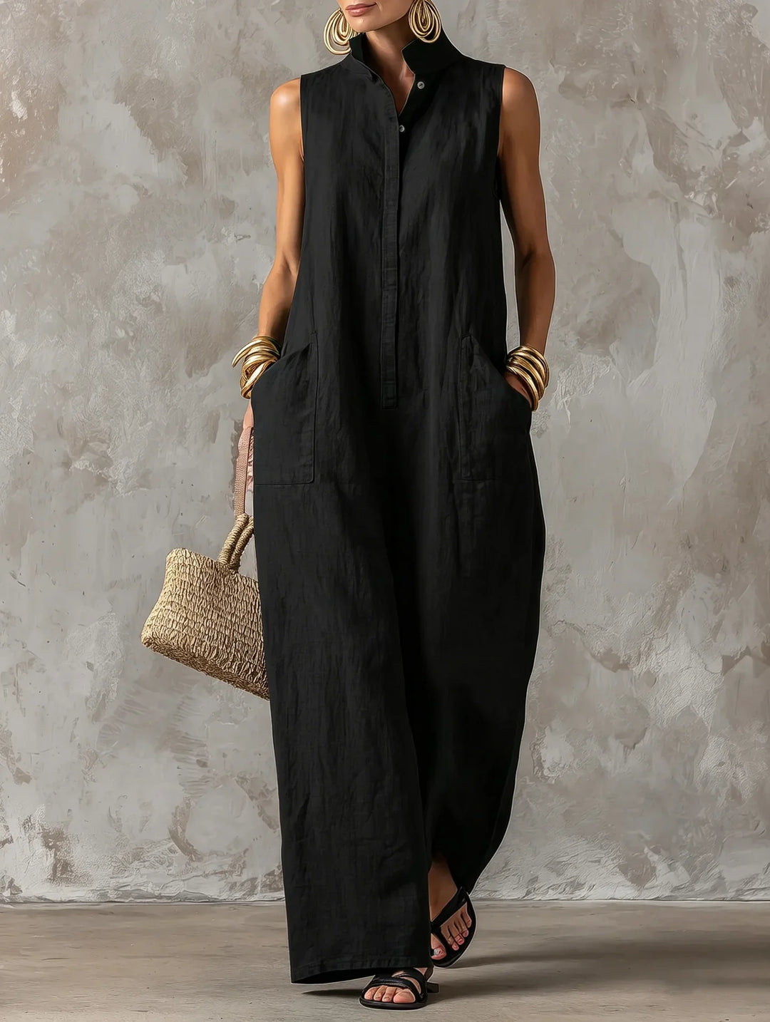 Simone Effortless Stand Collar Jumpsuit