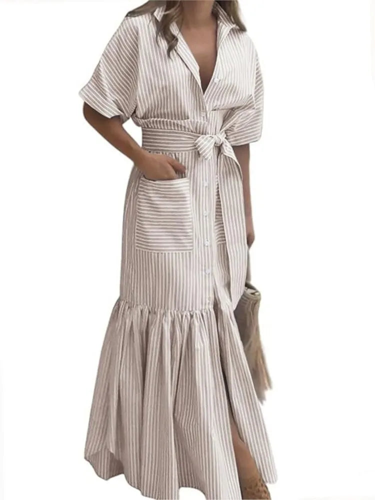 Yasmin Striped Pocket Maxi Dress