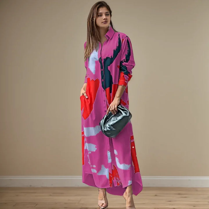 Alina Abstract Shirt Maxi Dress