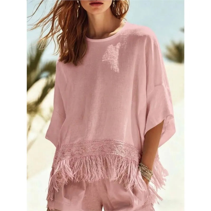 Kyndall Fringe Linen Blouse