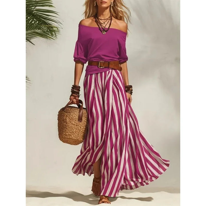 Narissa Striped Maxi Skirt Set