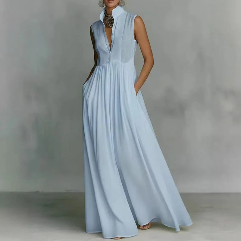 Shakira Sleeveless Ruched Maxi Dress