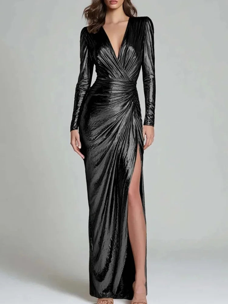 Serrano Ruched Wrap Maxi Dress