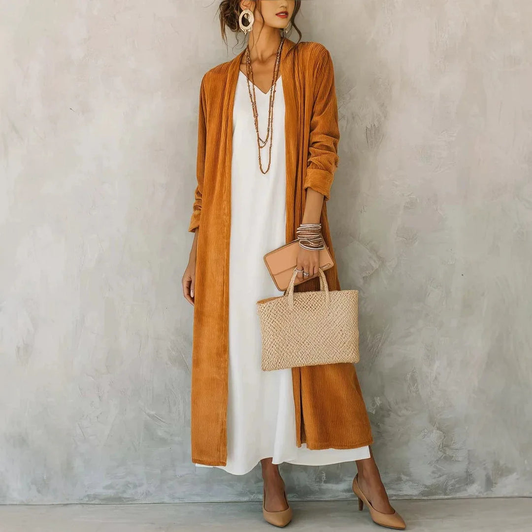 Valeria Corduroy Long Cardigan