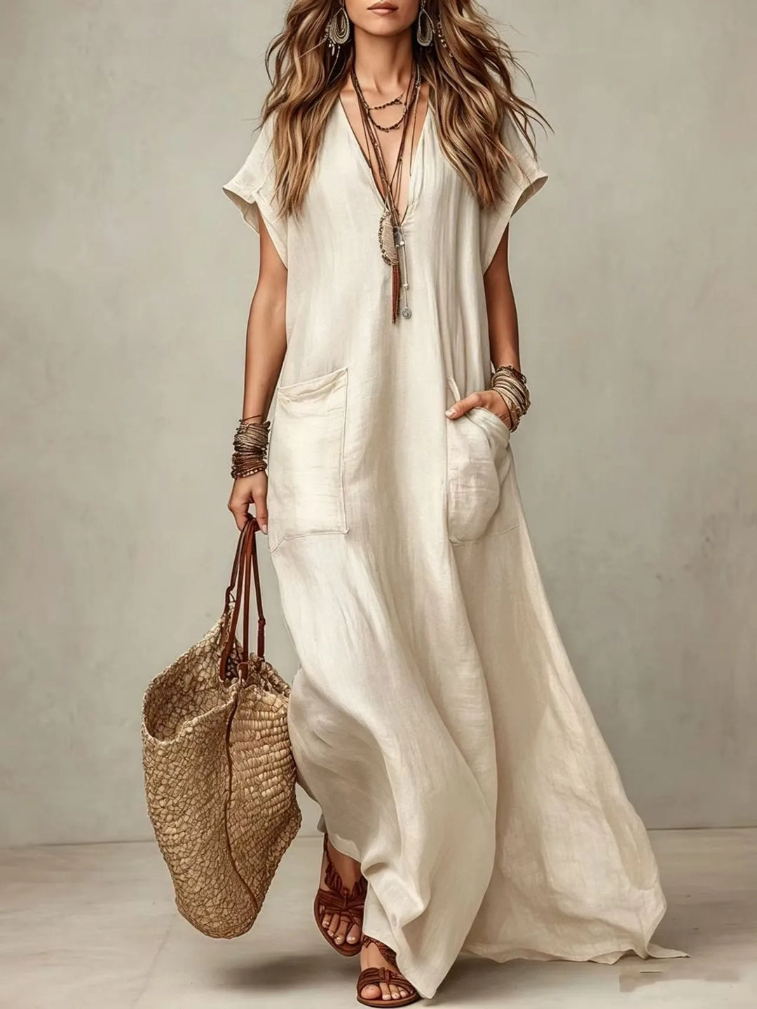 Beatrice Flowy Summer Boho Maxi Dress